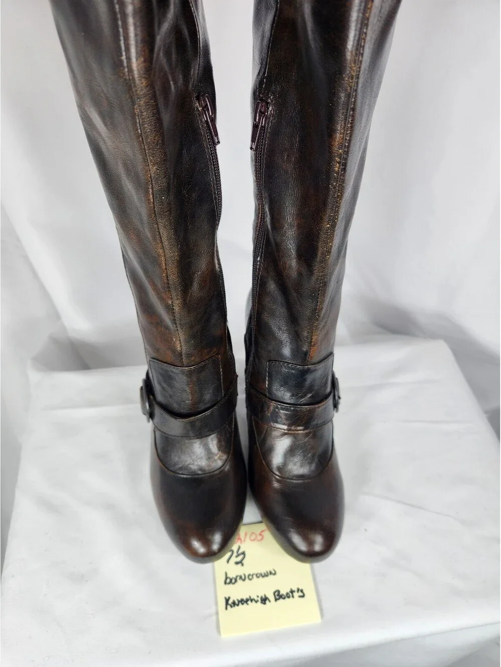 Born Crown Brown Distressed Leather Knee-High Boots Women's Size 7.5 EUC